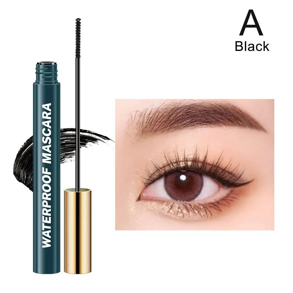 Black Waterproof Mascara - Lengthening Curling Sweatproof Smudge-Proof Eye Makeup Cosmetics Long-Lasting Volumizing for Women