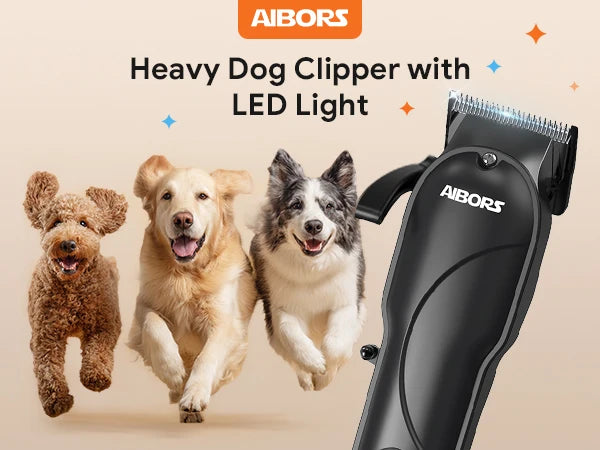 AIBORS Dog Trimmer Clipper Professional Pet Hair Cut Grooming Electronic Puppy Beauty Machine for Cat Dog Labrador Corgi