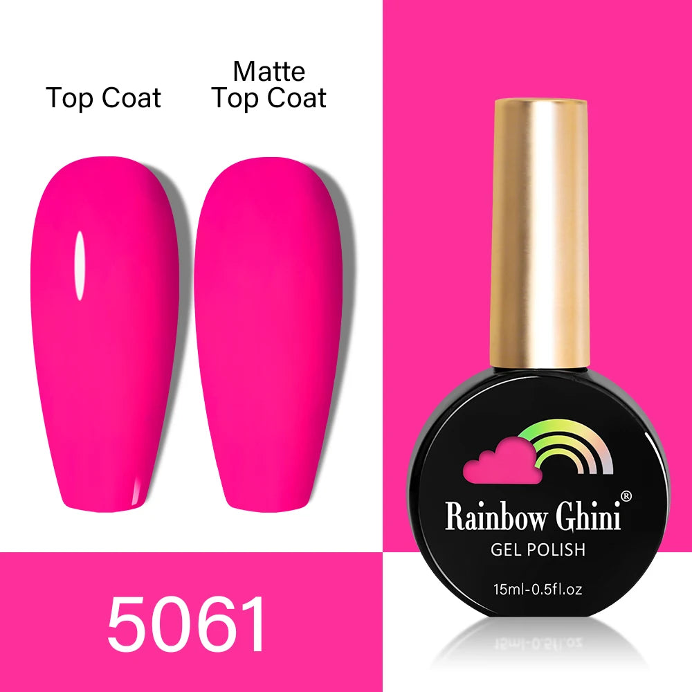 RG HEMA TPO FREE Neon Glitter Gel Nail Polish 15ml Nail Art Manicure Semi Permanent Gel Hybrid Varnishes Top Base Coat UV Nail