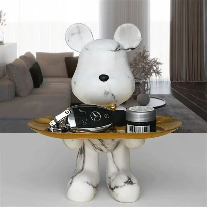 21cm Graffiti Bear Ornament Figurine Home Decoration Animal Statue Keys Storage Shelf Modern Room Sculpture Table Decor Gift