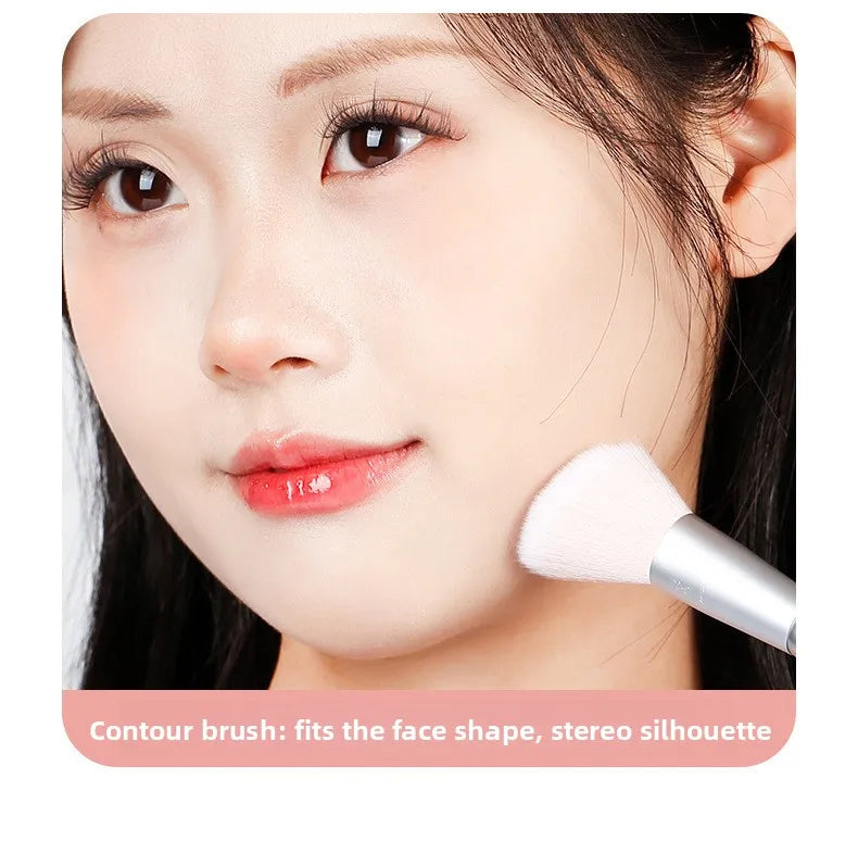 Dual Ended Face Brush - Powder/Blush/Highlighter/Contour Brush, Mini Makeup Brush Set, Portable Travel Cosmetic Tool