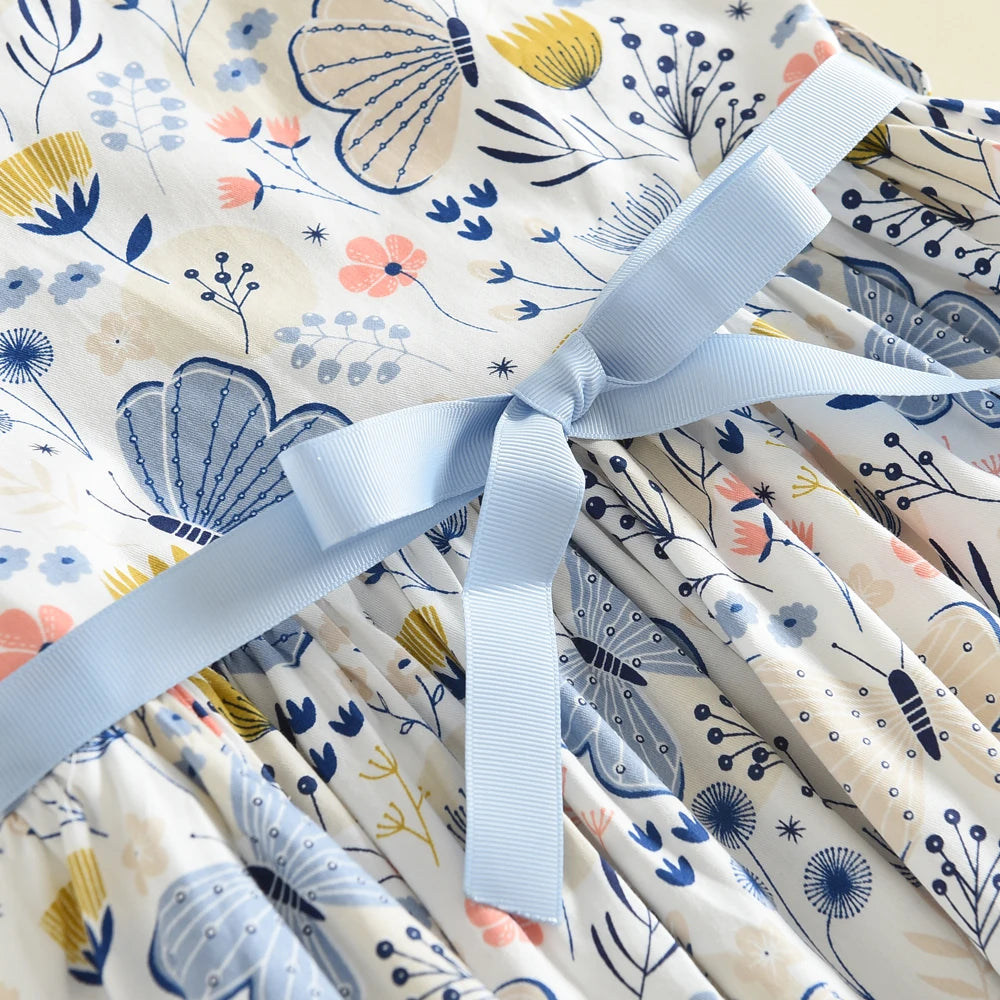 Summer New 3-7 Years Girls Vacation Casual Clothes Sleeveless Sweet Cute Print A-Line Dress 1 Pc Children Fashion Wear