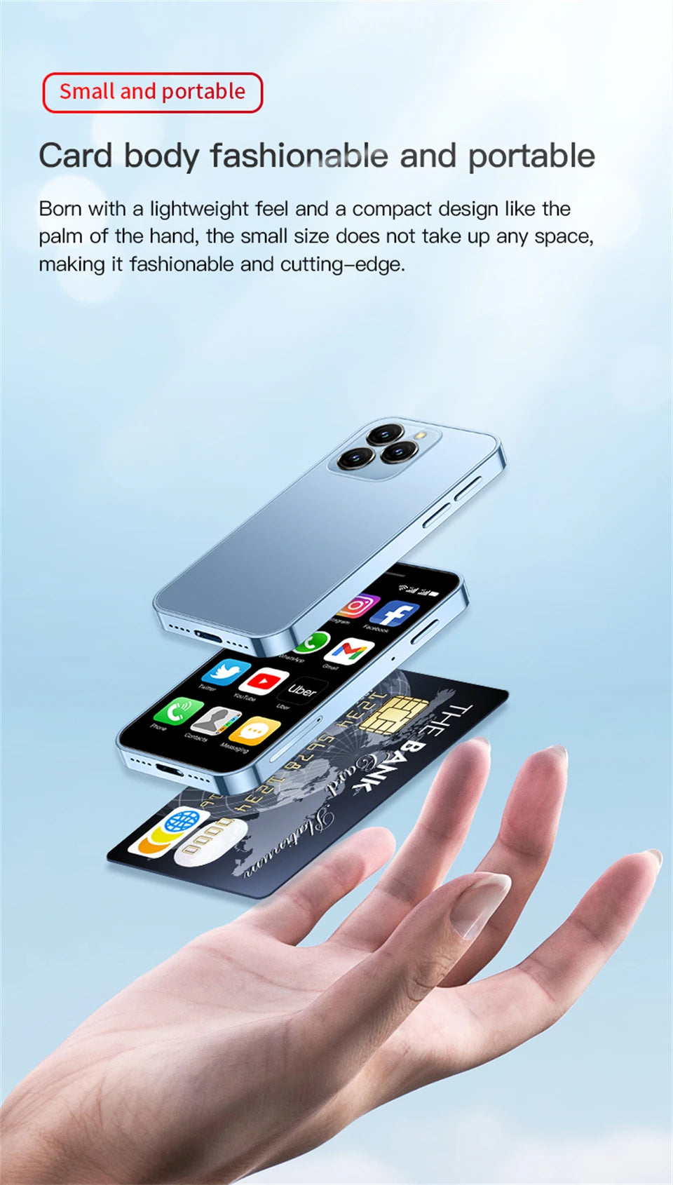 SOYES XS16 Mini Android10.0 Smartphone 4G Network 2GB RAM 16GB ROM 3" Display 5MP Camera Dual SIM With Play Store WhatsAPP