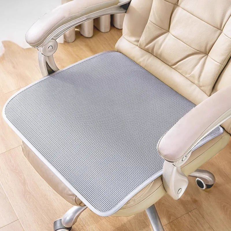 Solid Color Ice Silk Seat Cushion Summer Universal Non-slip Chair Cushion Cool Feeling Breathable Pad for Living Room Home