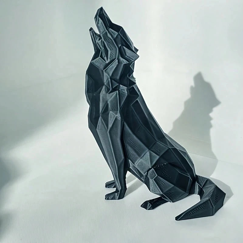 Modern Abstract Geometric Wolf Sculpture - 3D Printed Plastic Statue, For Home & Office Decor, Indoor & Outdoor Use