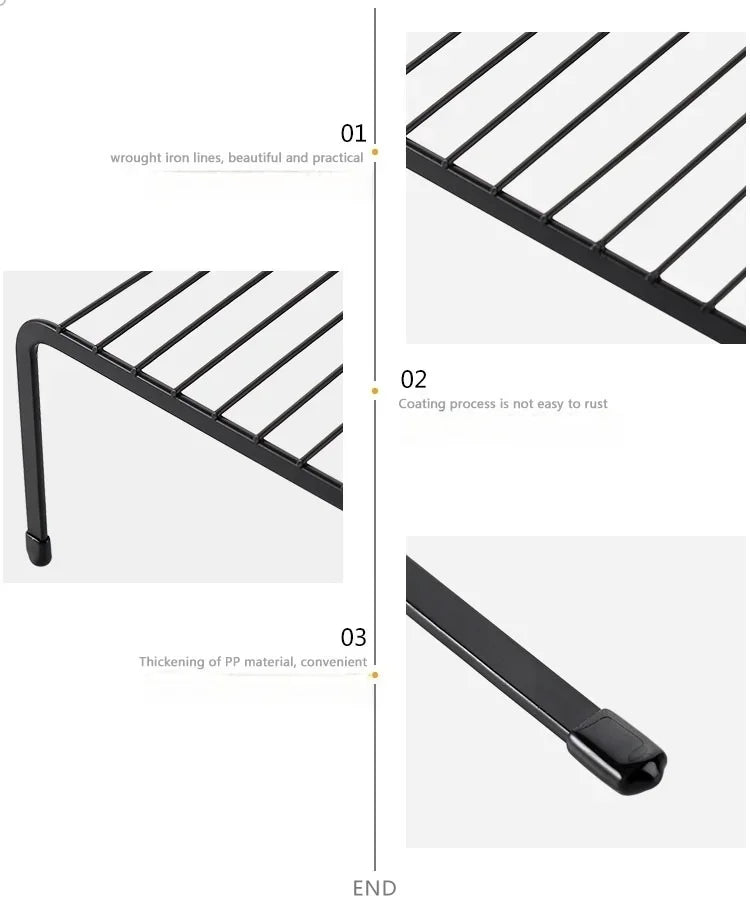 Kitchen Cabinet Storage Shelf Rack, Rustproof Metal Wire Shelf Spice Rack Cupboard Organizer Pantry Countertop Organization