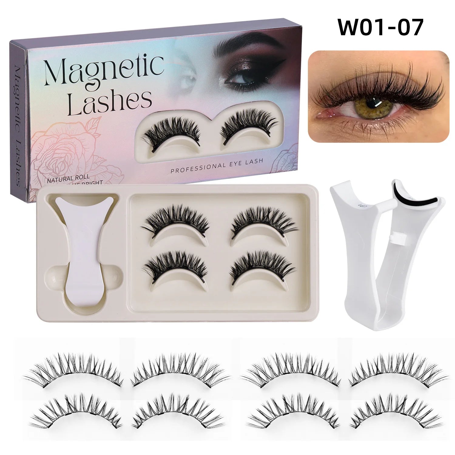 Hot 2 Pair Magnetic Eyelashes Handmade Fluffy Faux Mink Lashes Reusable Natural False Eyelashes and Magnetic Tweezers Set Makeup