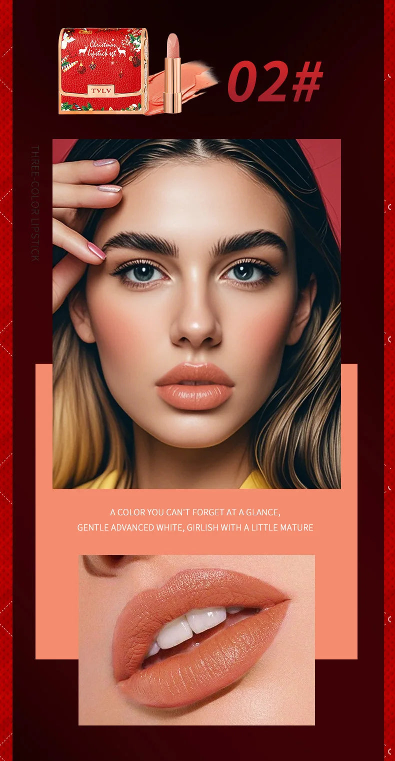 Christmas Matte Lip Gloss Set Lipstick Smooth Lasting Display Lip Gloss Waterproof Moisturizing Lipstick Holiday Gift Box Set