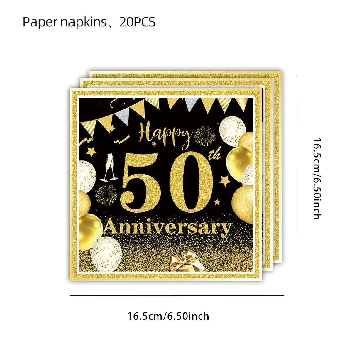 50th Birthday Party Supplies for Men Women Black and Gold 50 Years Old Party Paper Plates Cups Napkin Tablecloth Tableware Decor