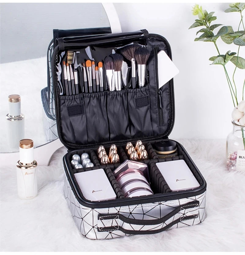 Female PU Leather Profession Makeup Case Nail Tool Suitcase For Women Cosmetics Box Beautician Cosmetics Organizer Storage Case