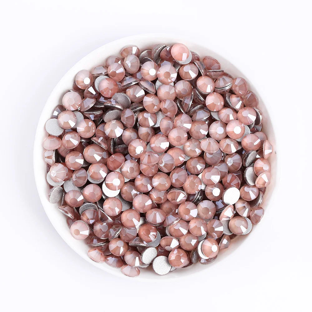 SS6-SS30 Mocha Non Hotfix Glass Rhinestone Glitter Flatback Crystals Stones Sliver Base Nail Gems Diamond Strass Nail Accessory