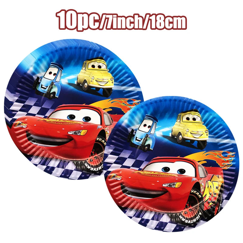 Disney Cars Birthday Decoration Cartoon Lightning Mcqueen Party Paper Plates Napkins Cups Balloon Event Supplies Baby Shower Kid