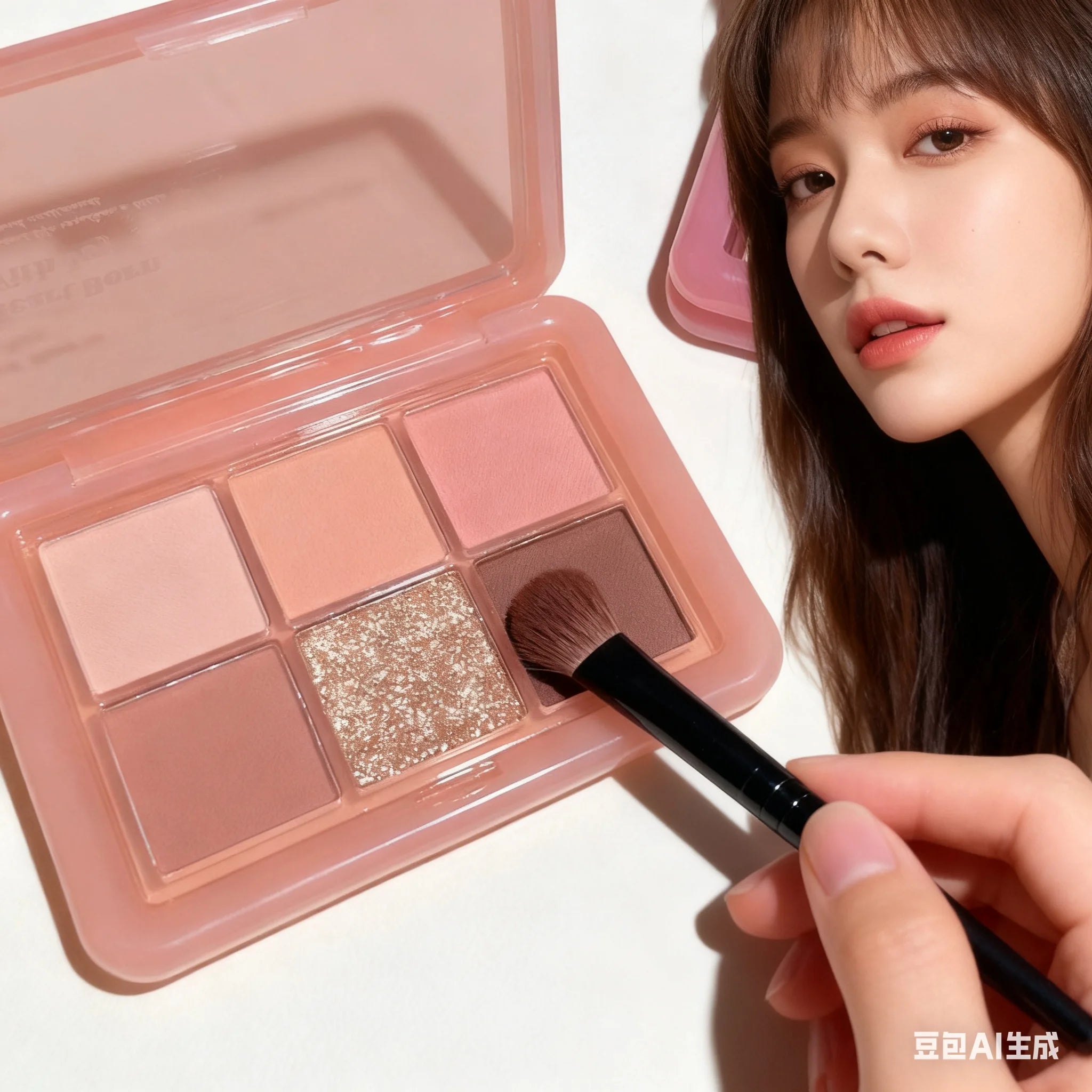 TINGPHE Little Pink Jelly Eyeshadow Palette 6 Colors Earth Tone Orange Brown with Affordable Highlight Blush Contour for All