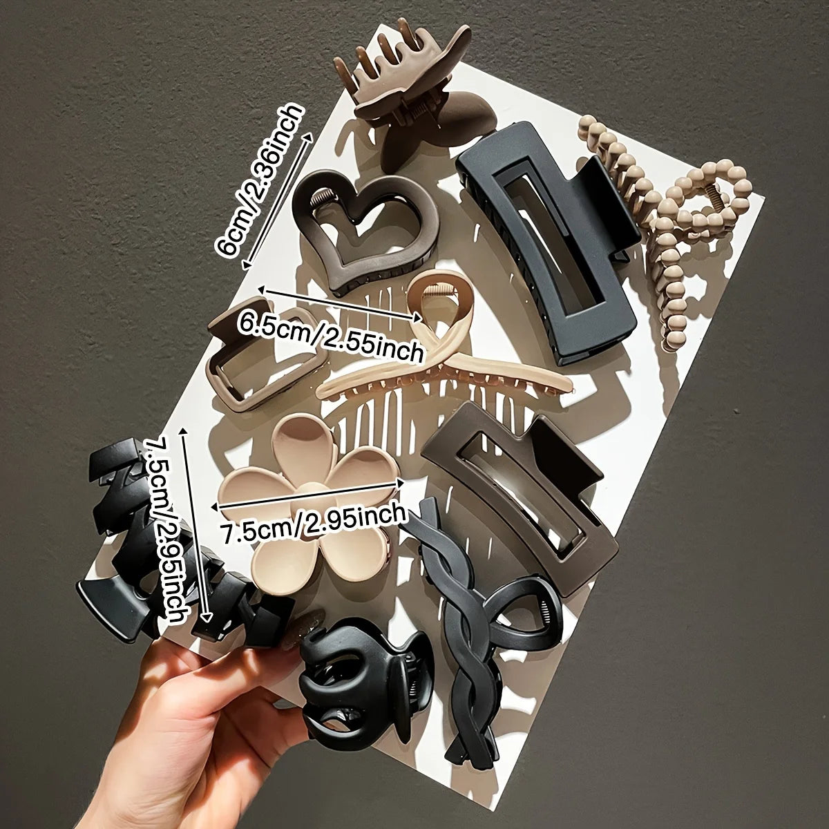 11pcs Women's High-end Frosted Clip Set Women's Back Head Hair Shark Clip Headwear Valentine's Day Hair Accessories 2025