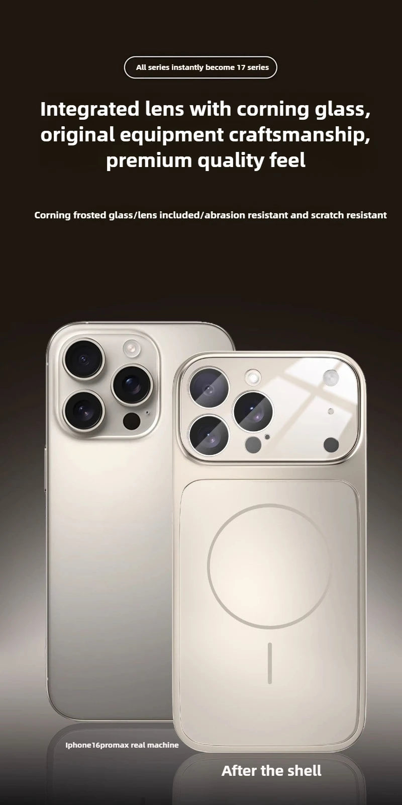 Original Glass Nano Matte For Magsafe Wireless Charging Armor Phone Case For iPhone 17 16 15 14 13 Pro Max 17 Air Magnetic Cover