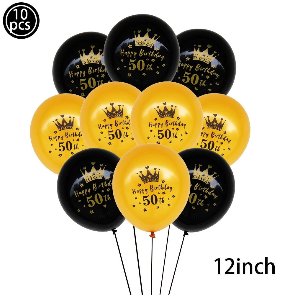 50th Birthday Party Supplies for Men Women Black and Gold 50 Years Old Party Paper Plates Cups Napkin Tablecloth Tableware Decor