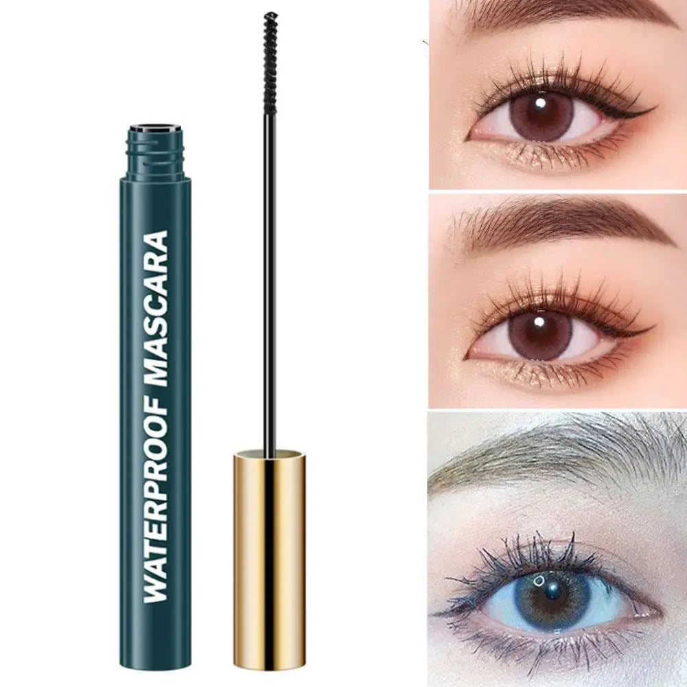 Black Waterproof Mascara - Lengthening Curling Sweatproof Smudge-Proof Eye Makeup Cosmetics Long-Lasting Volumizing for Women