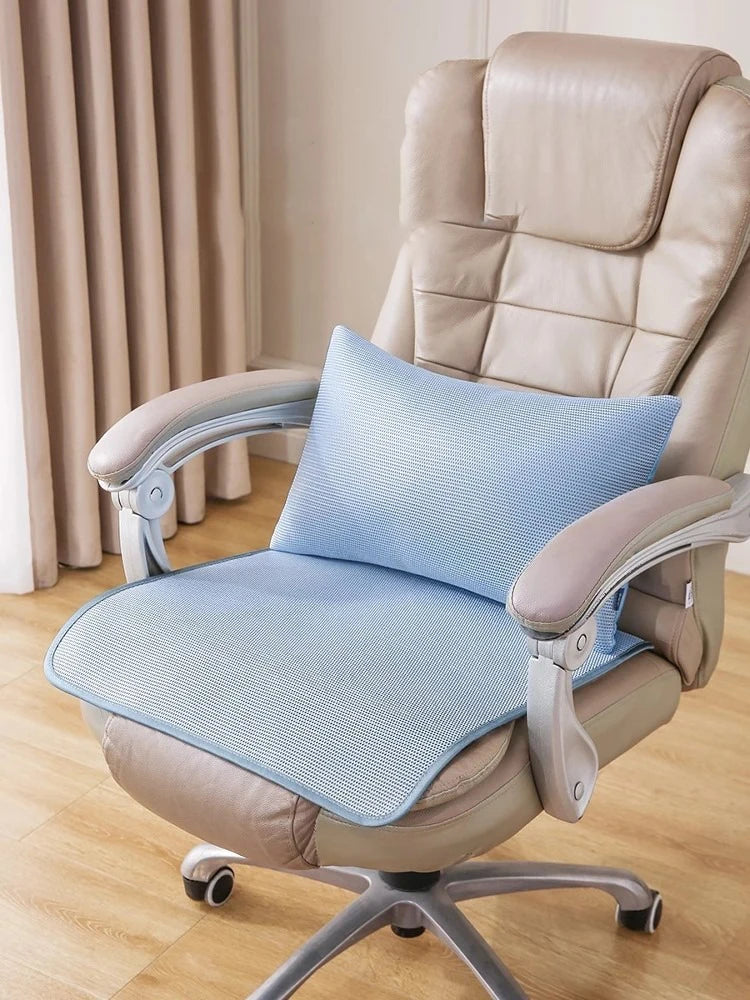 Solid Color Ice Silk Seat Cushion Summer Universal Non-slip Chair Cushion Cool Feeling Breathable Pad for Living Room Home