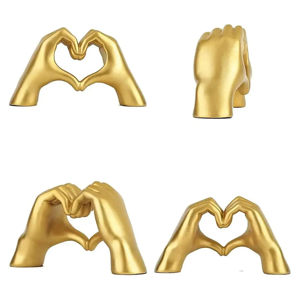 Creative Heart Hand Statue Resin Abstract Hand Love Figurines Living Room Bedroom Modern Home Desktop Wedding Decoration
