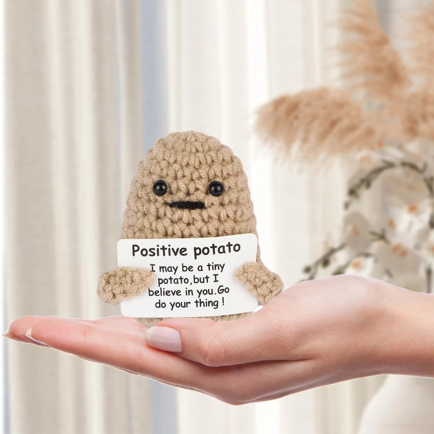 Positive Crochet Dolls Funny Potato Crochet Doll Emotional Support Animal Gift Creative Positive Crochet Figures for Friends