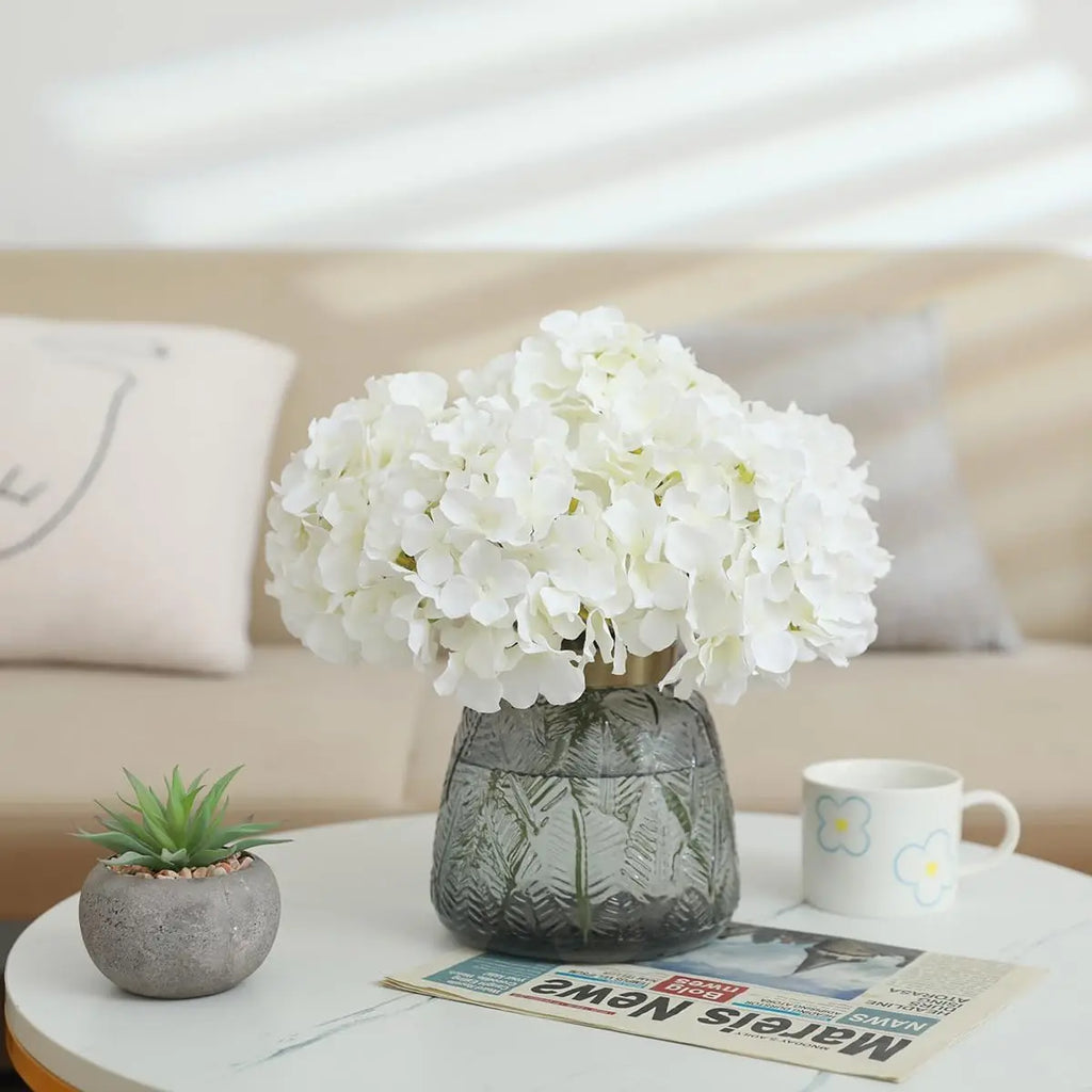 6PCS Artificial Hydrangea Flowers with Stem Fake Hydrangea Flower DIY Floral Wedding Centerpieces Home Party Table Decoration