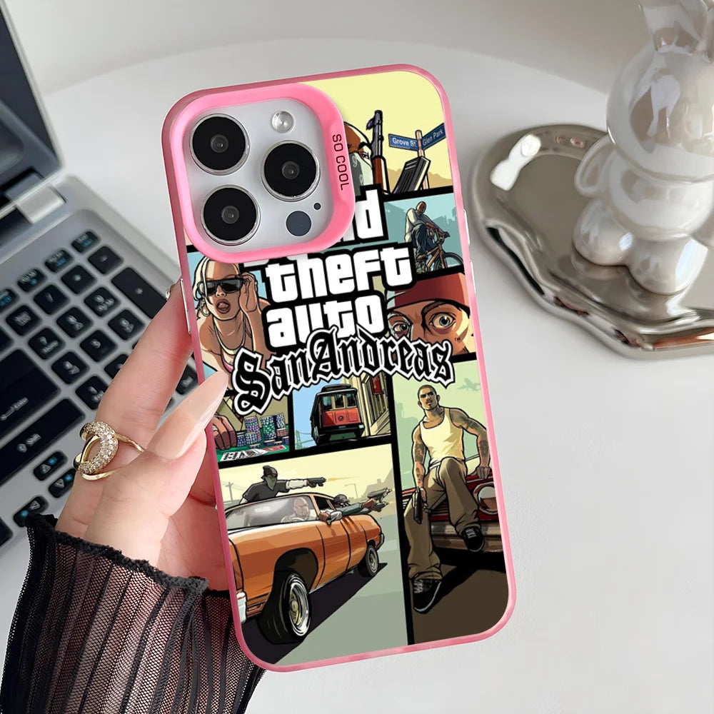 Epc San Andreas G-GTA IMD Phone Case For iPhone 16 15 14 13 12 11 Pro Max Plus Color Silver Cover