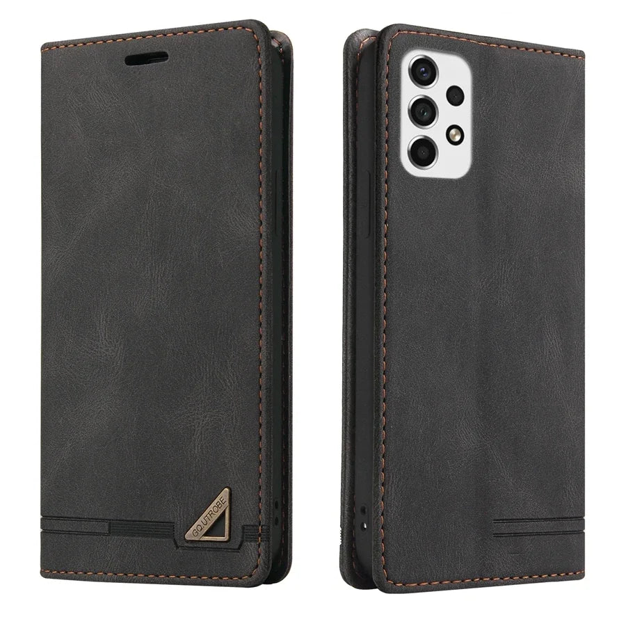 Wallet Anti Theft Brush Flip Leather Case For Samsung Galaxy S25 FE S24 Ultra A05s A06 A13 A14 A15 A16 A34 A35 A52 A53 A54 A55