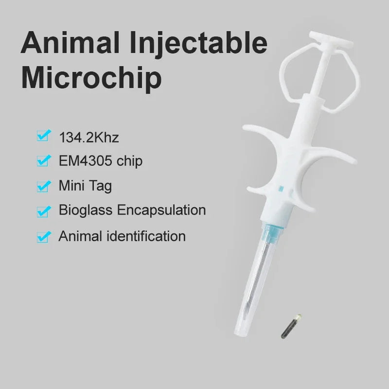 100pcs 134.2KHz Pet Glass Tag Animal Injectable Microchip Syringe FDX B ISO11784/85 ICAR Animal Syringe for Cat Dog