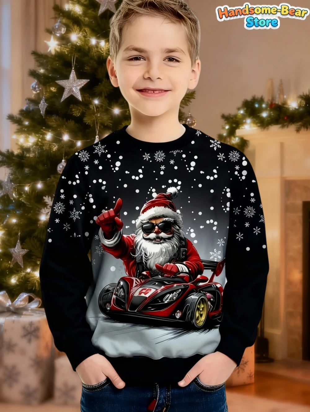 Children's Hoodies Santa Claus Christmas Print Girl Clothes Cute Cartoon Pullover Sweatshirt Casual Loose Children's Clothing