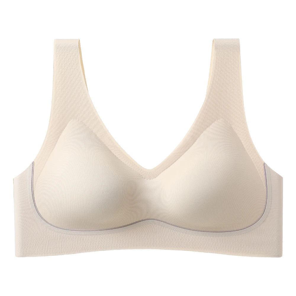 CAITING Seamless Women Underwear Sexy V-neck  Small Chest Gathered Adjustable Support Small Comfortable Thin  With Soft Support