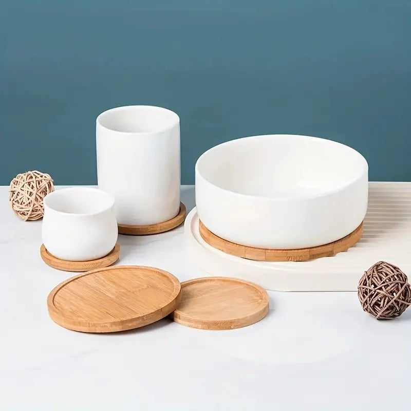 7Style Bamboo Cup Mat Geometry Shaped Tea Coffee Mug Drinks Holder Table Decor AntiFade Tabletop Protection Kitchen Home Coaster