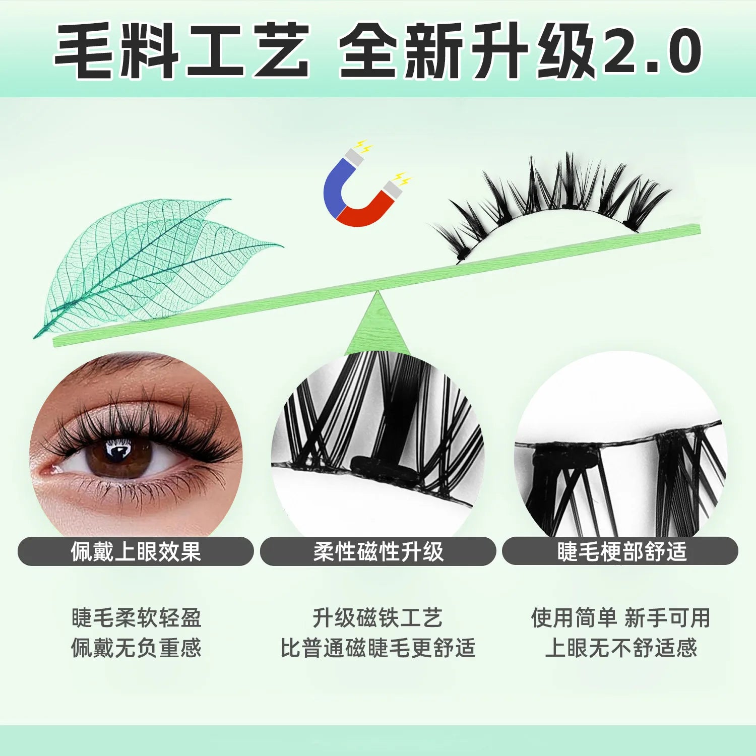 Magnetic Fake Eyelashes Set Reusable 3D Glue-free Waterproof Natural False Eyelashes With Travel-friendly Applicator