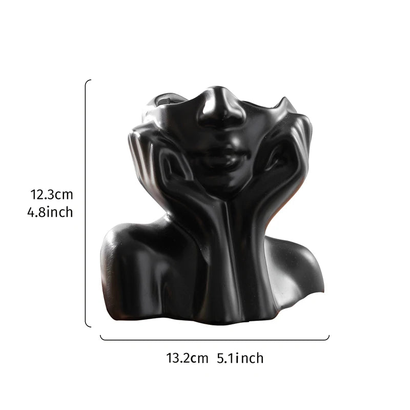 1PC, a modern and simple resin double-hand face support design household vase, which can be given as a gift