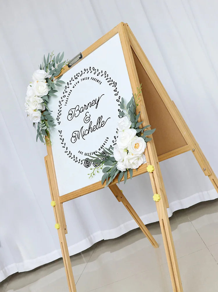 Artificial Wedding Arch Flowers Kit Boho Dusty Rose Blue Eucalyptus Garland Drapes for Wedding Decorations Welcome Sign