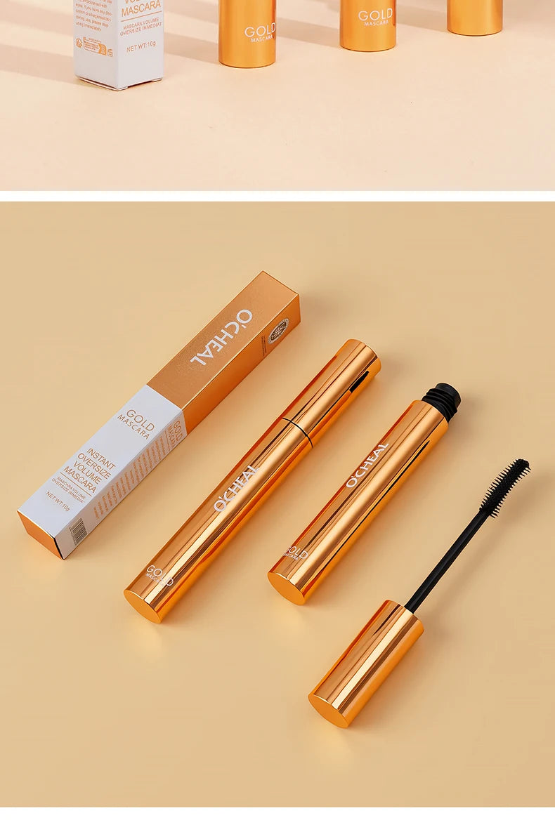 Lengthening Mascara Waterproof Gold Edition Smudge Free Curl Lock Technology All Day Wear Voluminous Lashes