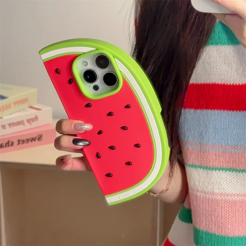 Creative summer cool watermelon shaped phone case for iPhone 12 13 14 15 16 pro max