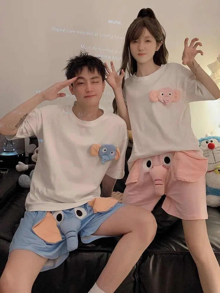 New Squeaky Elephant Shorts Pajama Pants Slit Men's Summer Cute Quirky Loose Pajamas Homewear Suit Leisure Pants