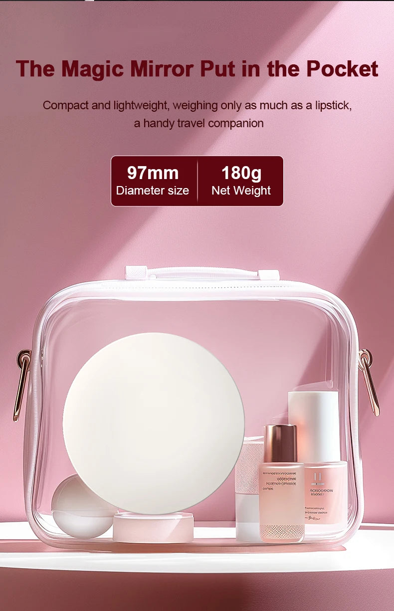 Mini Portable Makeup Mirror 2.8-Inch Display Smart LED Sunscreen Detection Compact Travel Size for Beauty On-the-Go