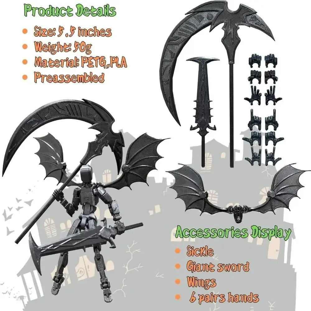 3D Printed Robot Model Reaper Robot Desktop Decoration 13 Action Model Multi-Jointed Movable Robot Dummy Action Model