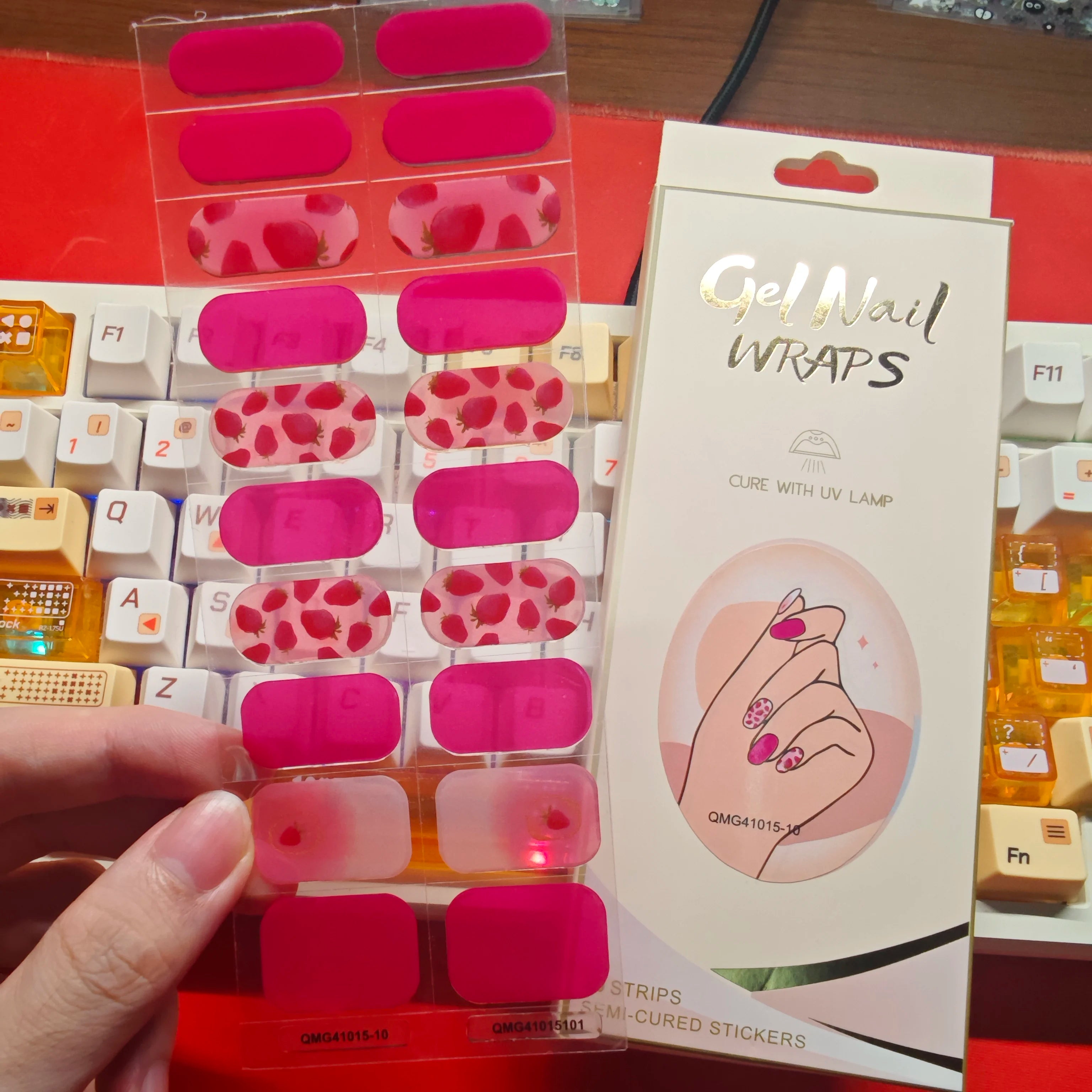 Semi-Cured Gel Nail Stickers Art Nail Decor Long-Lasting Solid Color Nail Strips UV Lamp Cured Manicure Gel Decal