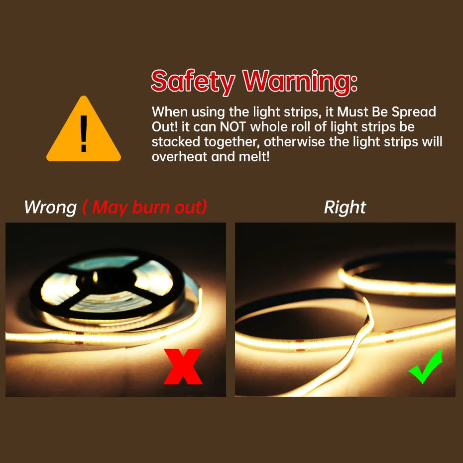 12V COB LED Strip Light 320LEDs/m 0.5m-5m with Power Supply & Bluetooth Controller for Warm/Neutral/Cold White Cabinet Lighting