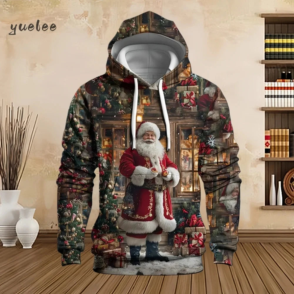 Men's Christmas Beer Hooded Sweater Christmas Party Long Sleeve with Drawstring Hoodies Comfortable Oversize Sweatshirt for Men