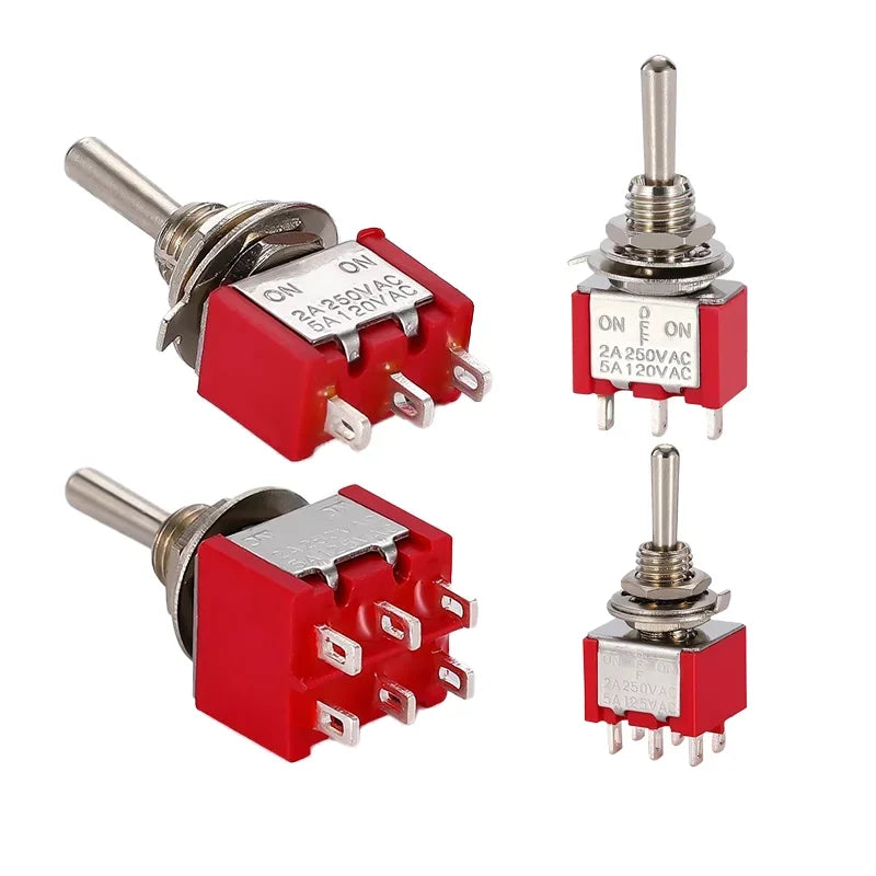 Mini Toggle Switches 6mm SPDT ON-OFF-ON 3/6 Pin with Sealed Caps for DIY Electronics and Control Panels