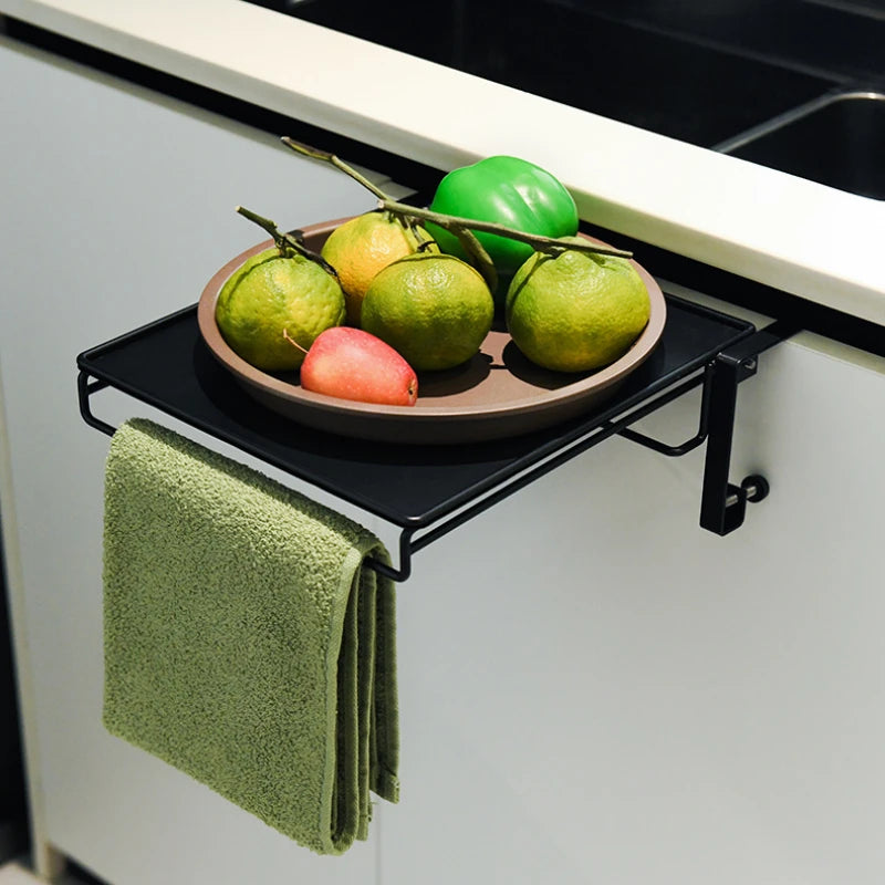 Foldable Countertop Shelf - Carbon Steel Cabinet Door Organizer with Multi-Functional Board - Space Saving Kitchen & Home Storag