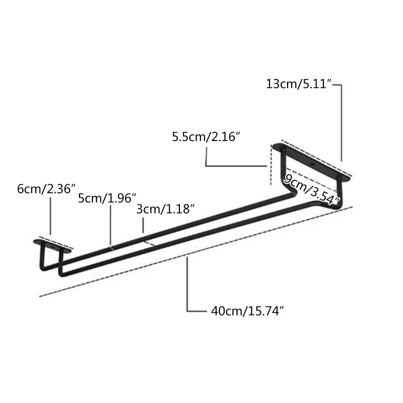 Large Stemware Wine Glass Hanger Rack Under Cabinet Kitchen Bar Storage Black 87HA