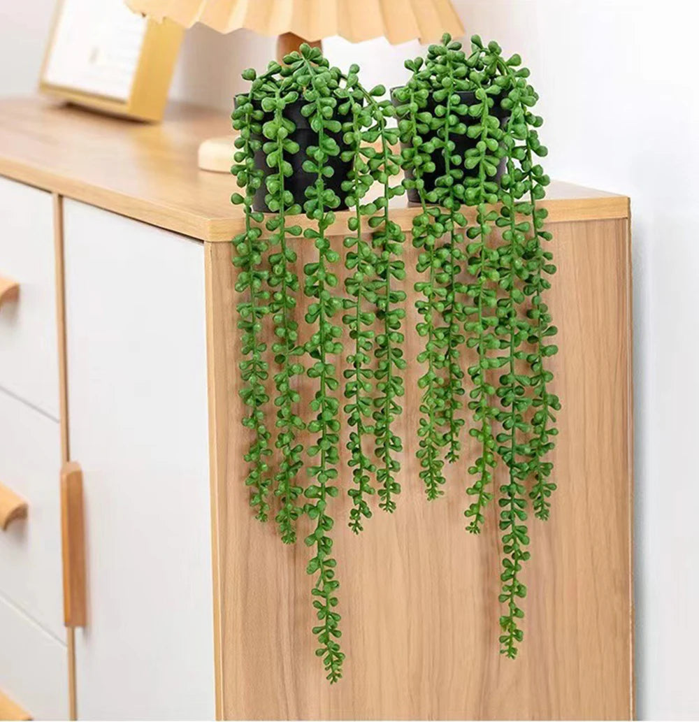 1pc Artificial Hanging Plant Eucalyptus Rattan Potted Green Plant Suitable Mandala Vine for Room Wall Home Shelf Interior Decor
