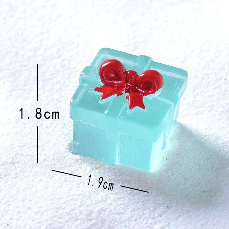 Christmas Luminous Gift Box Figurines DIY Decoration Micro Landscape Xmas Creative Luminous Small Figurines & Miniatures