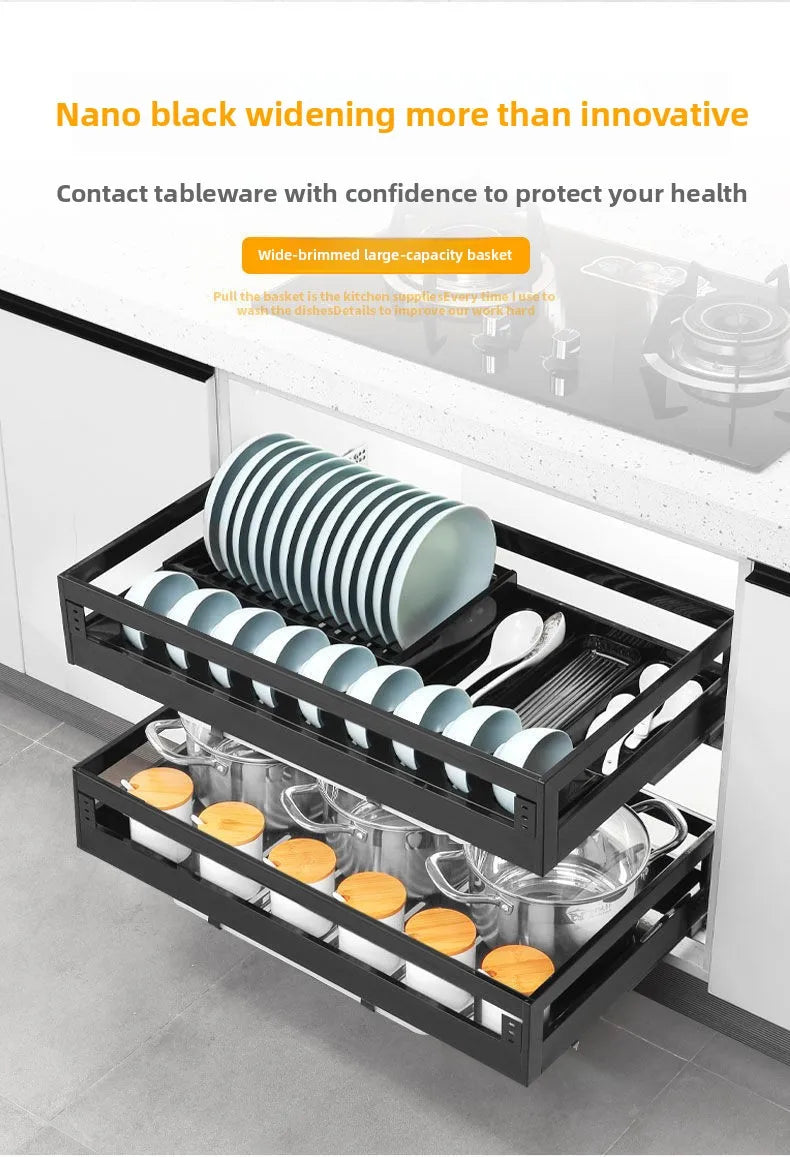 Kitchen Cabinet Stainless Steel Double Layer Basket