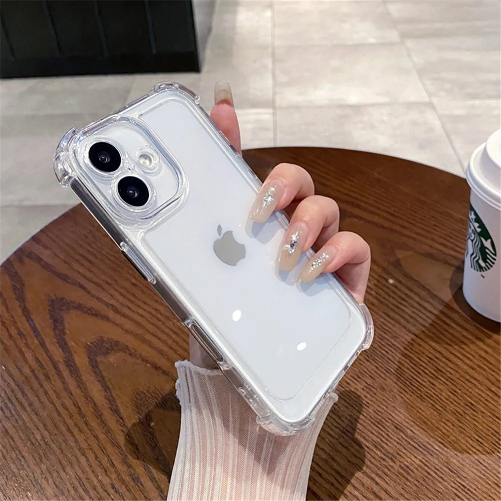 Luxury Shockproof Clear Phone Case For iPhone 17 16 15 14 13 12 11 Pro X XR XS Max Plus Air Soft Transparent Bumper Cases Cover