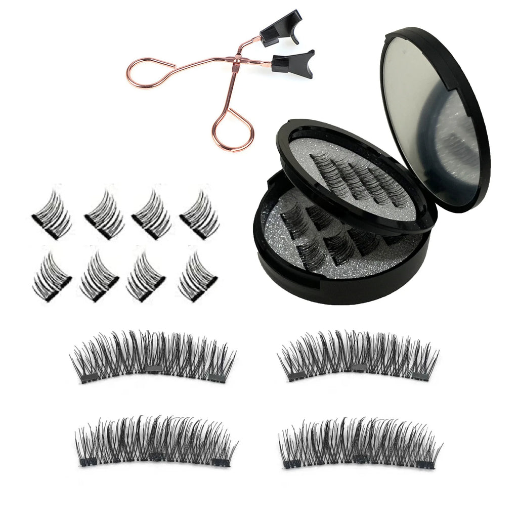 12pcs Magnetic False Eyelashes Magnetic Half Eyelashes Double Box With Mirror Applicater Reusable Beauty Eye Makeup Set